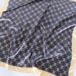 Silk Small Square Scarf Navy