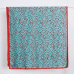 Silk Satin Mountain Flower Blue Long Scarf - Image 2