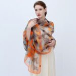 Transparent Thin Silk Orange Long Scarf