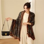 Silk Satin cashew nuts-coffee Long Scarf - Image 4
