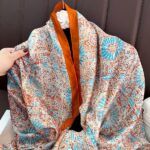 Silk Satin Orange Daisy Long Scarf